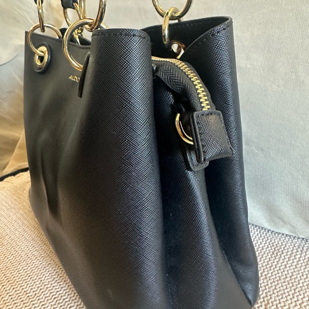 ALDO Elegant Black Tote with Gold Accents - Picture 7 of 12